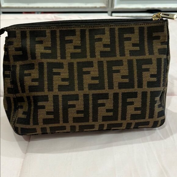 Fendi Tan and Black FF Logo Pouch - Picture 1 of 14